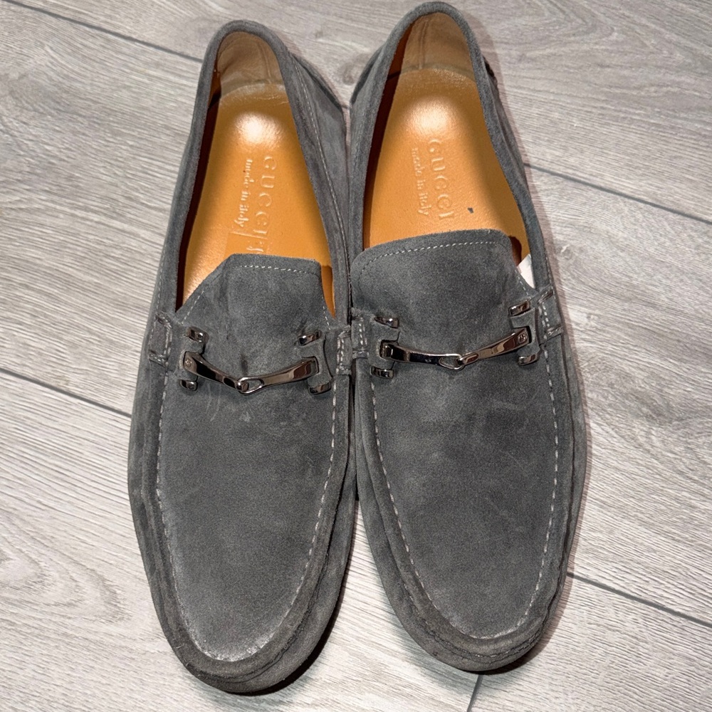Gucci Men's Charcoal Suede Loafers
